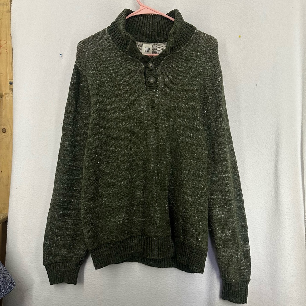 Gap Mock Neck Pullover Sweater Mens Medium Green